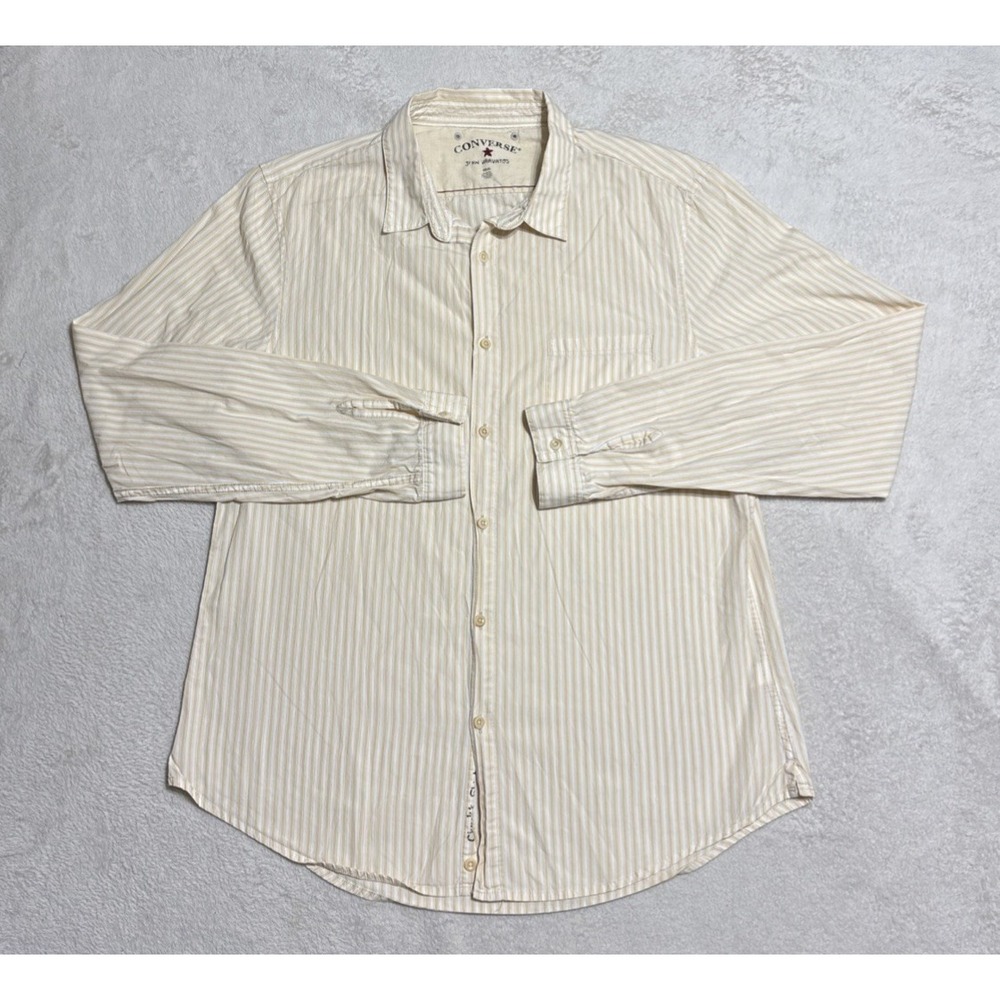 Converse x John Varvatos Shirt Men's XL Yellow Stripe Long Sleeve Button Up